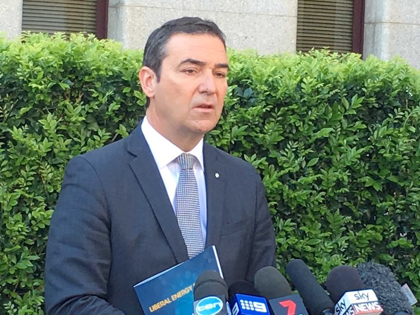 South Australian Liberal leader Steven Marshall speaks to the media.