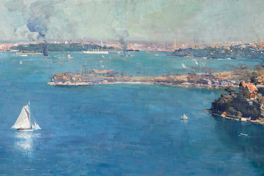 Arthur Streetson's oil painting of Sydney Harbour in 1907