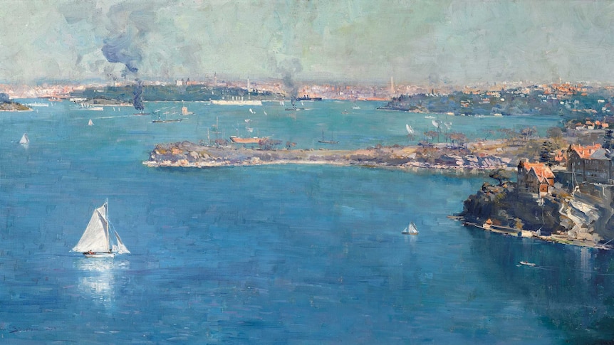 Arthur Streetson's oil painting of Sydney Harbour in 1907