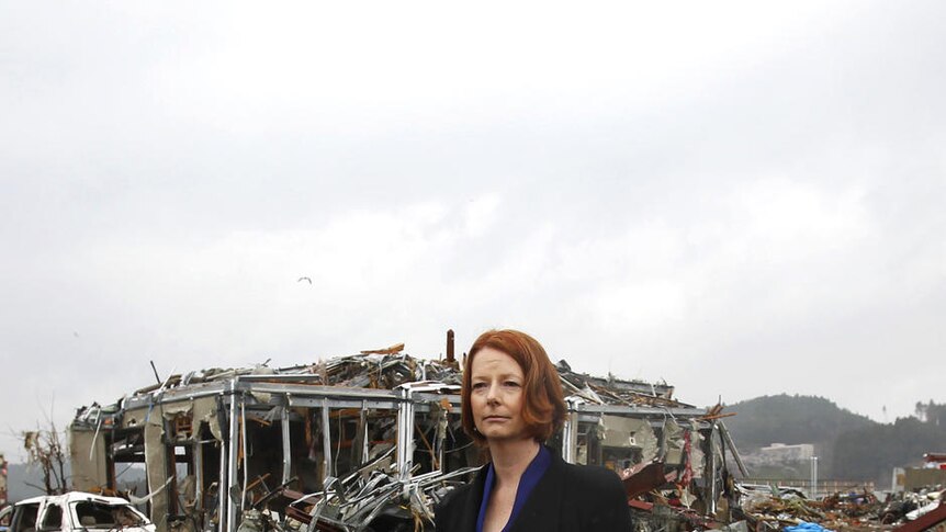 Gillard views tsunami destruction