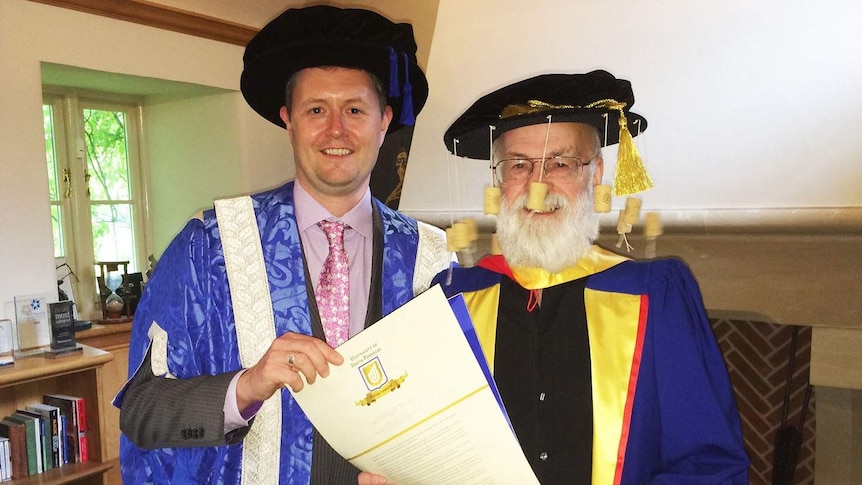 UniSA Vice Chancellor Professor David Lloyd with Sir Terry Pratchett