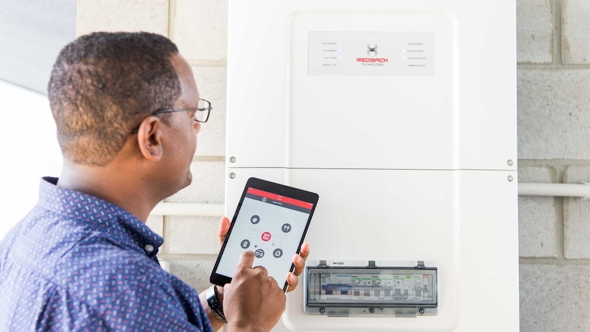 Man uses household solar battery