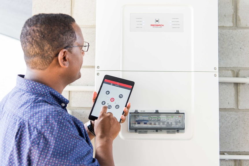 Man uses household solar battery