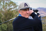 Hobart golfer Albie Francis swings a wood in a posed photo.