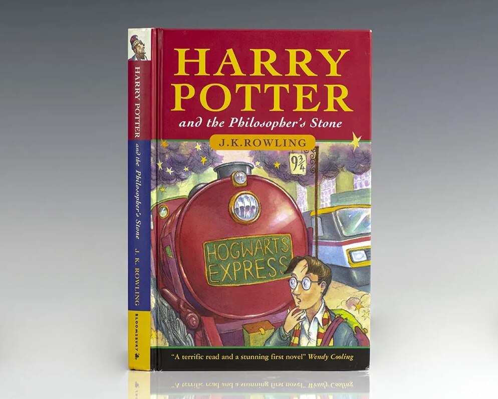 A photograph of the first Harry Potter book.