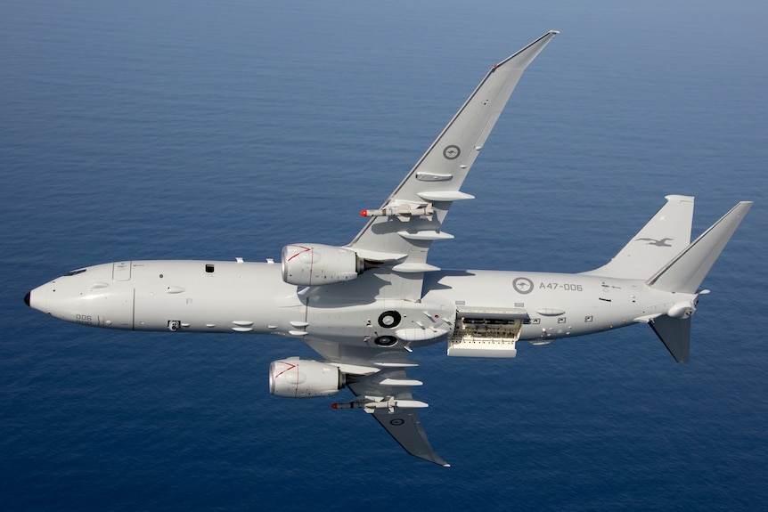 The Royal Australian Air Force’s P-8A Poseidon surveillance aircraft.