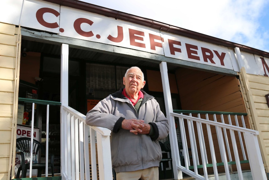 Val Jeffery outside his Tharwa store.