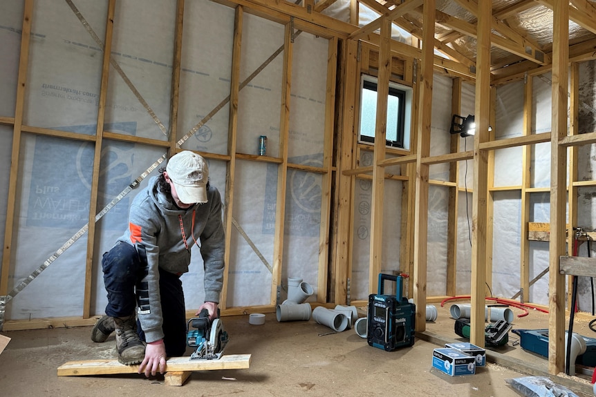 a builder inside a construction site