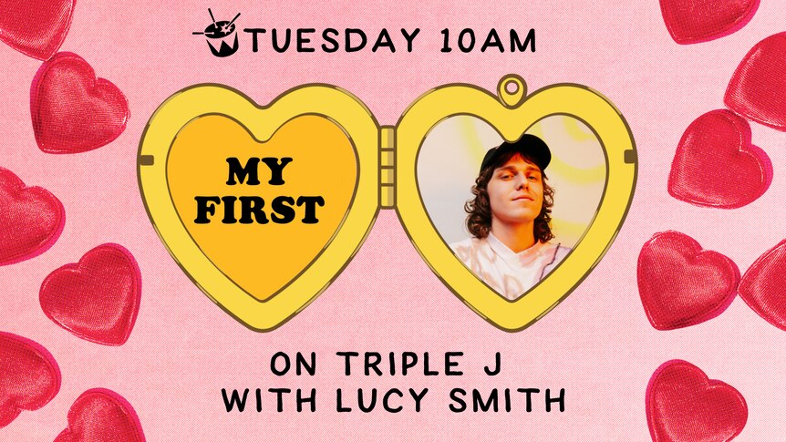 Image: Heart-shaped locket with image of Allday, Text: Tuesdays 10am My First with Lucy Smith