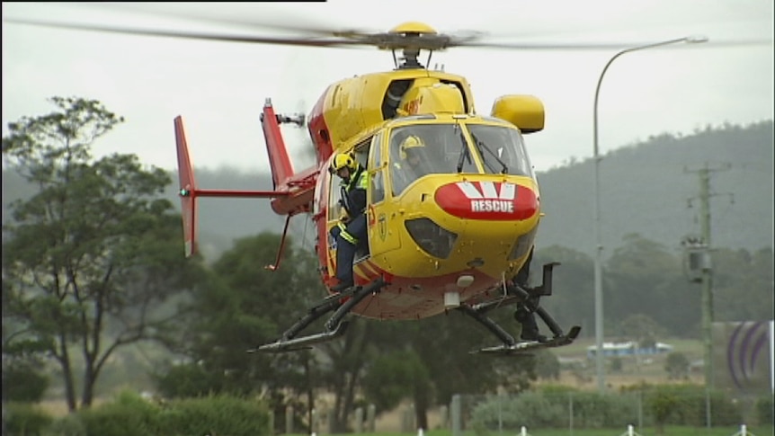 Tasmania's police rescue helicopter lands in Hobart.