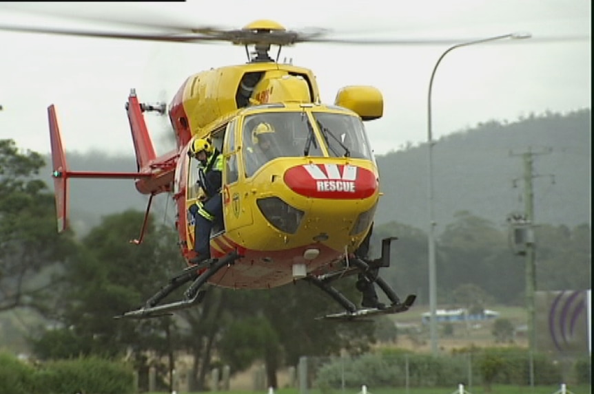 Tasmania's police rescue helicopter lands in Hobart.