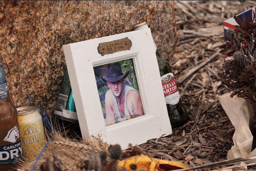 A memorial to Tom Butcher, a farm worker who died in the 2015 Esperance bushfires.