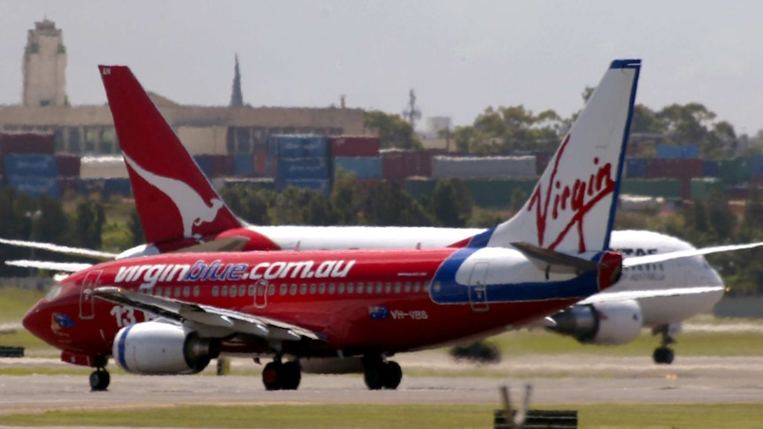 Qantas and Virgin planes on tarmac