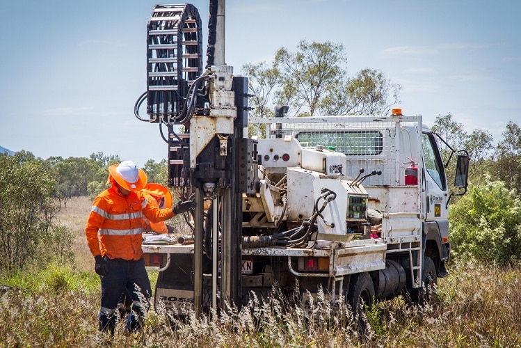 Drilling machine operated by special staff to get samples.