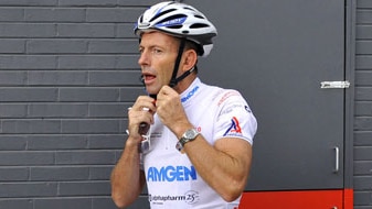 File photo: Tony Abbott after a bike ride (AAP: Julian Smith)