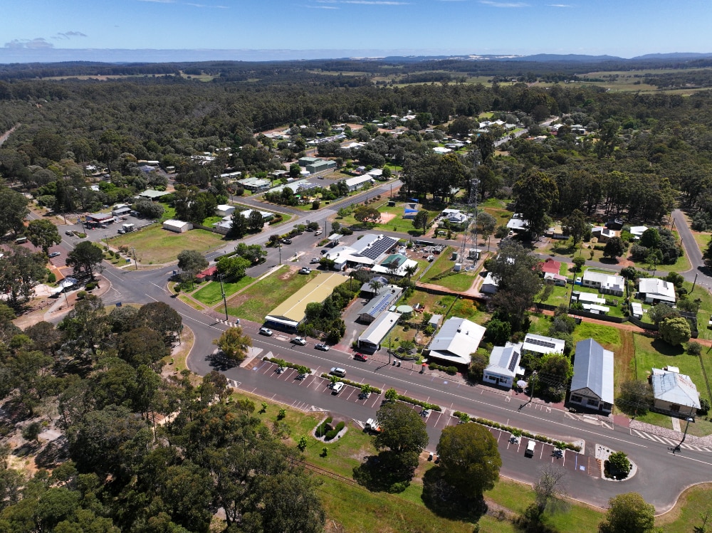 Una vista aérea de la ciudad de Northcliffe.