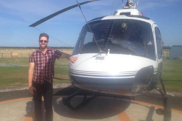 John Osborne with helicopter.