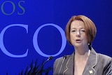 Prime Minister Julia Gillard speaks at the G20 Summit in Mexico.