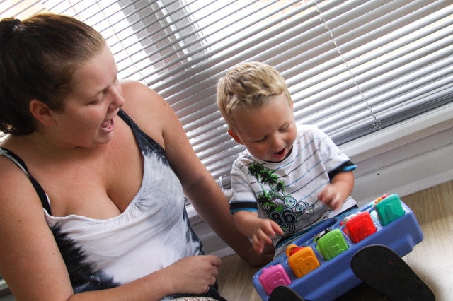 Hannah and her son Jacob play