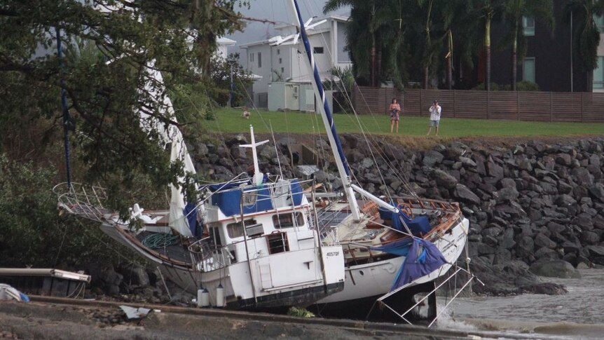 Two boats smashed together at Abel Point Marina.