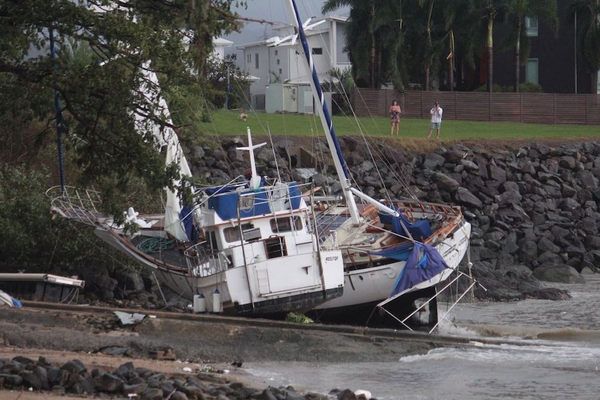 Two boats smashed together at Abel Point Marina.