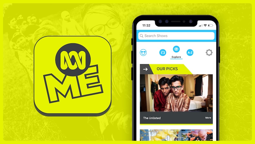 Photo of the ABC ME app on a mobile phone.