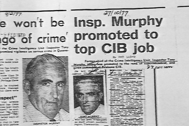 Newspaper clippings with the headline "Inspector Murphy promoted to top CIB job."