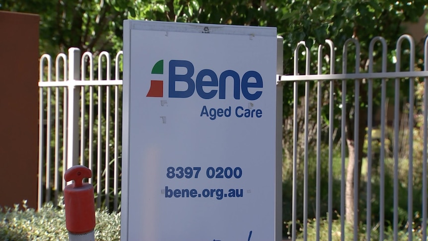 A sign saying Bene Aged Care