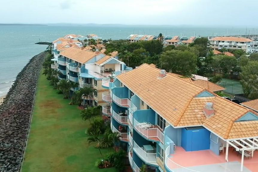 Aerial shots of units at the Great Sandy Straits Marina at Hervey Bay.