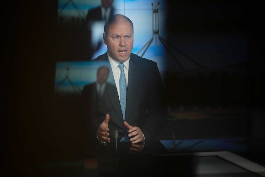 Josh Frydenberg speaks in a studio.