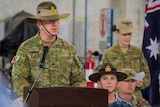 John Frewen addresses the Australian Defence Force during a ceremony in the Middle East.