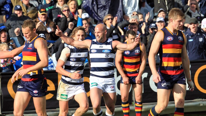 On target ... Paul Chapman celebrates one of his three goals