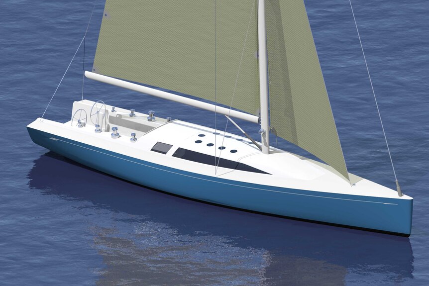 Concept art of the 50-foot yacht Queensland sailor Lisa Blair hopes to circumnavigate Antarctica with