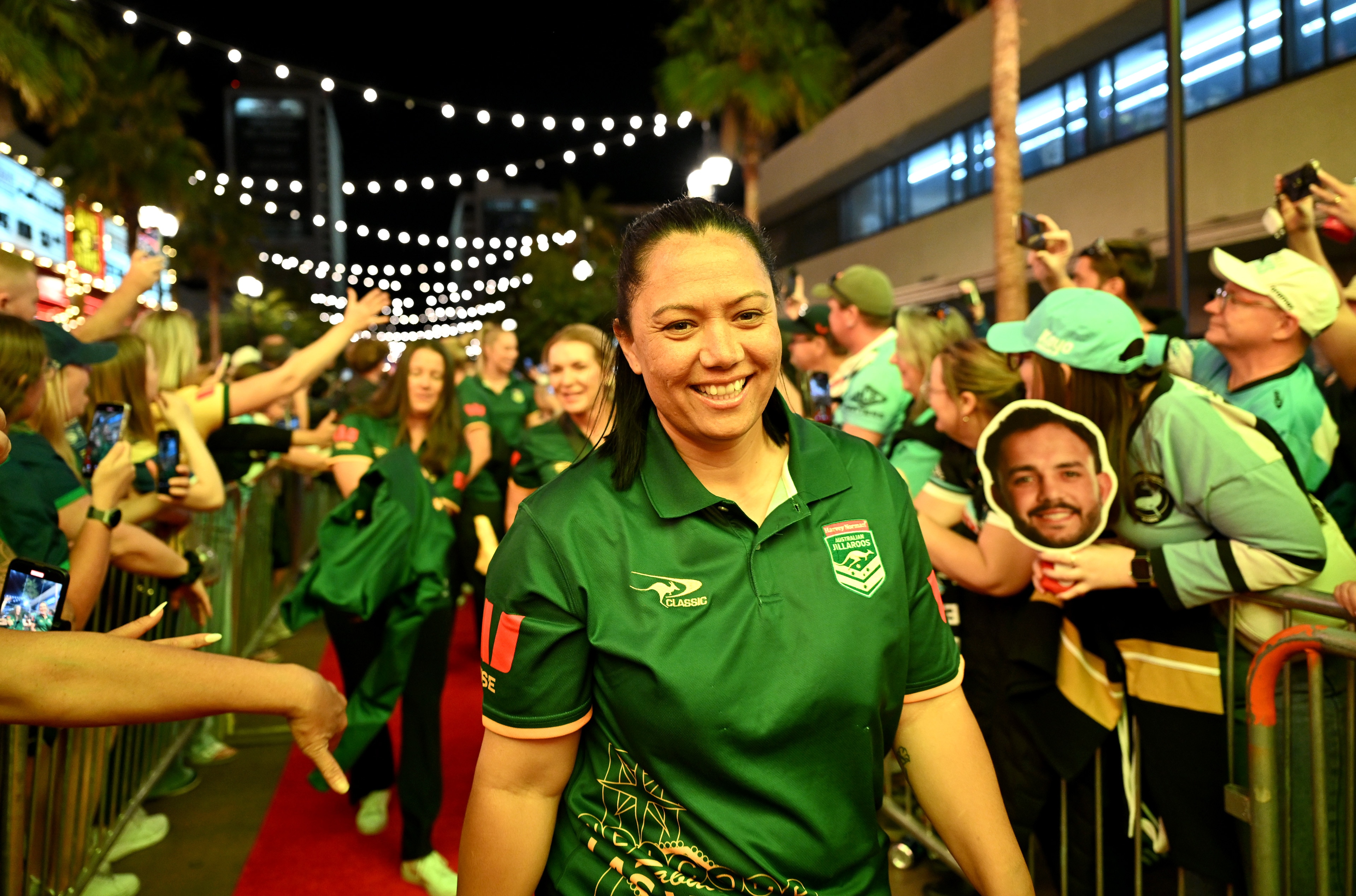 Jess Skinner smiles as she walks the red carpet.