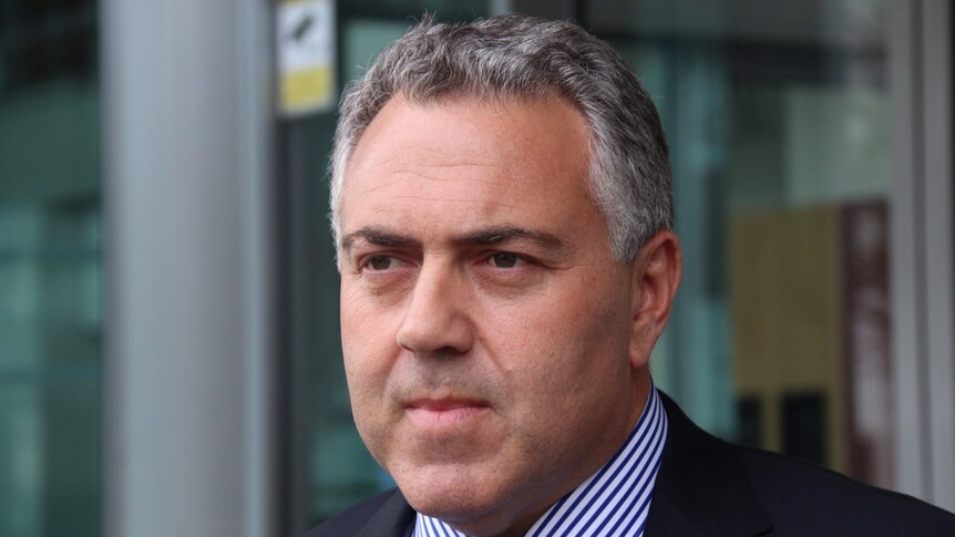 Joe Hockey speaks to media outside the ABC's East Perth offices.