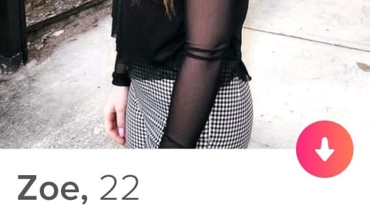 A fake Tinder profile for someone called Zoe.