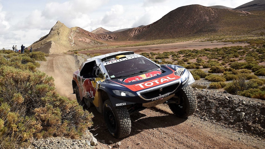 Peugeot's driver Stephane Peterhansel at the Dakar Rally