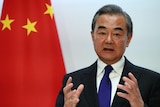 Chinese Foreign Minister Wang Yi gesturing.