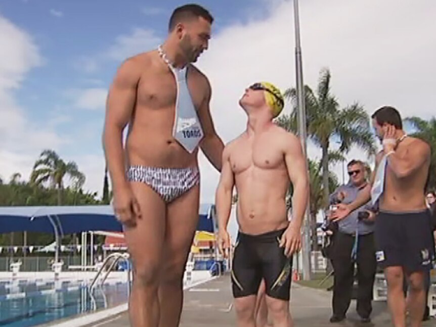 Titans player Ryan James and swimmer Michael Cox