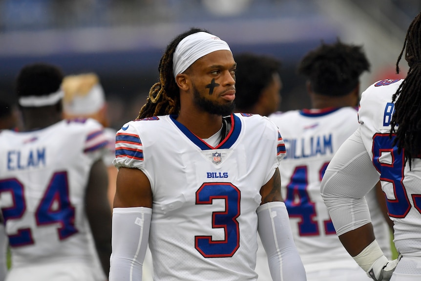 An NFL player waits for a game to start