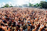 A photo of a large crowd at the Laneway Festival in Sydney