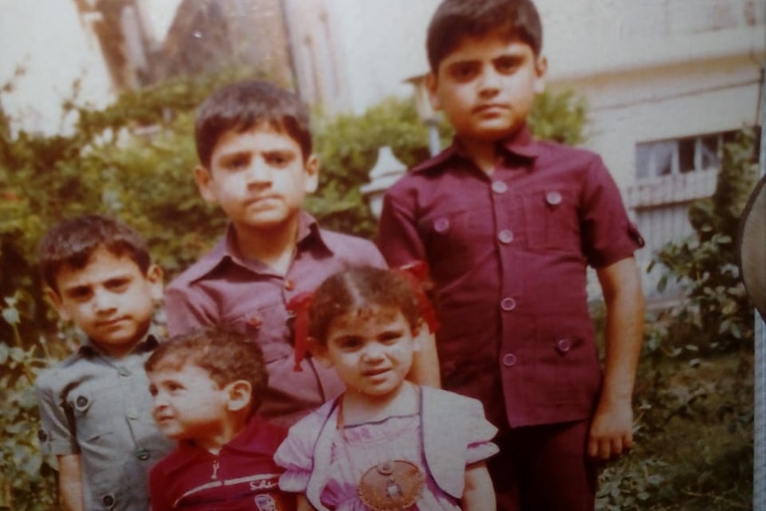 The Khayat family as children: L-R Fadi, Amer, Tarek (at rear), Iman (the girl) and Waled.