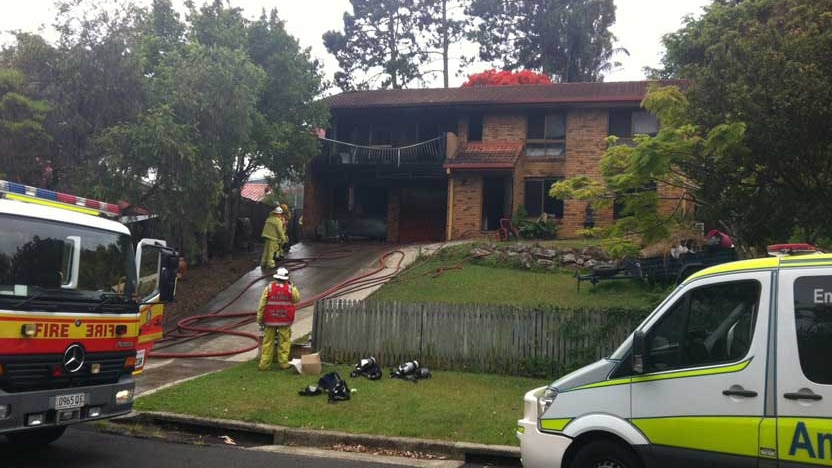 The blaze broke out in the two-storey Elanora brick home about 8:15am (AEST).