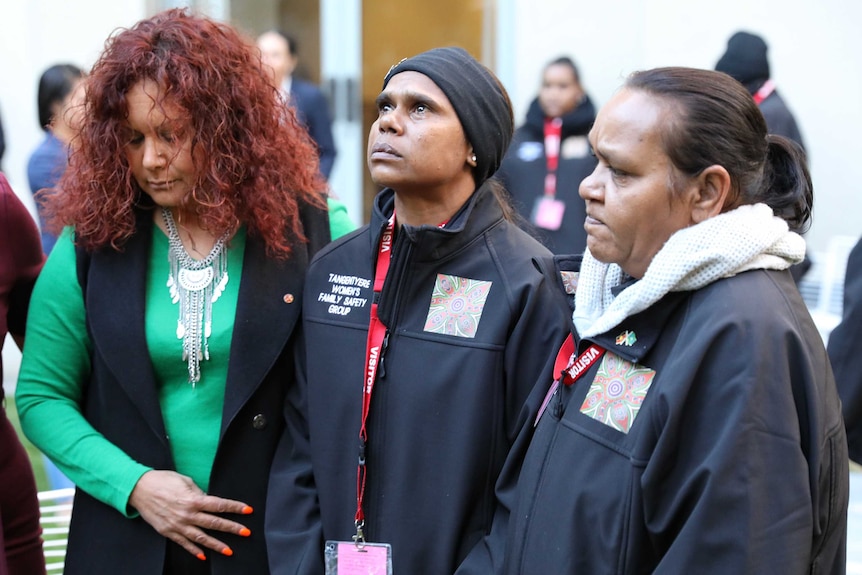 Malarndirri McCarthy, Shirleen Campbell and Barb Shaw at the sit-in.