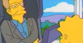 A still of Professor Hawking's character on The Simpsons.