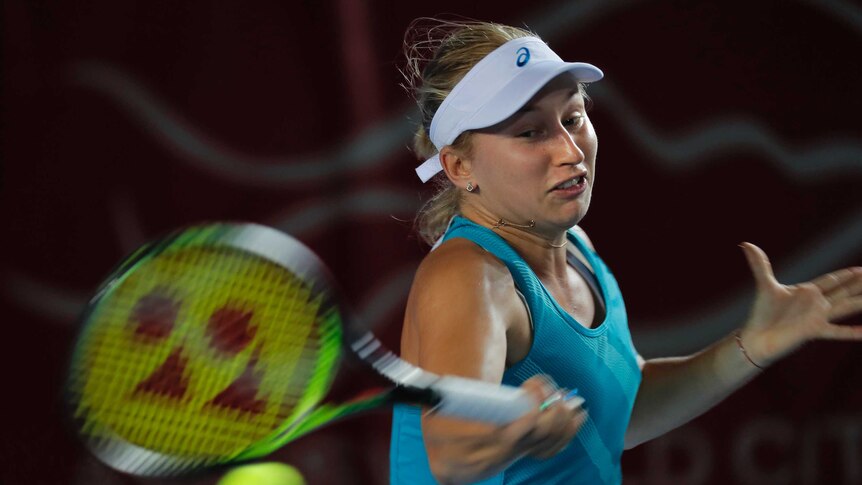 Daria Gavrilova plays a shot in Hong Kong open final