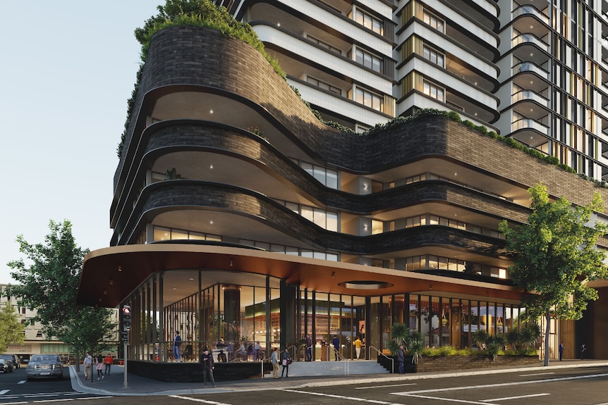 An artists impression of a new apartment building
