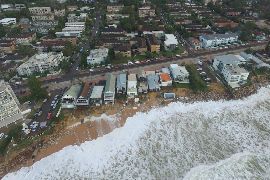Drone footage of damage at Collaroy beach.