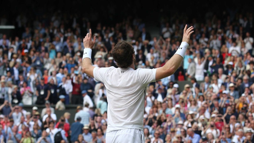 Andy Murray celebrates entry into Wimbledon final