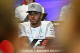 Mercedes driver Lewis Hamilton listens to questions ahead of the 2016 Belgian F1 Grand Prix.